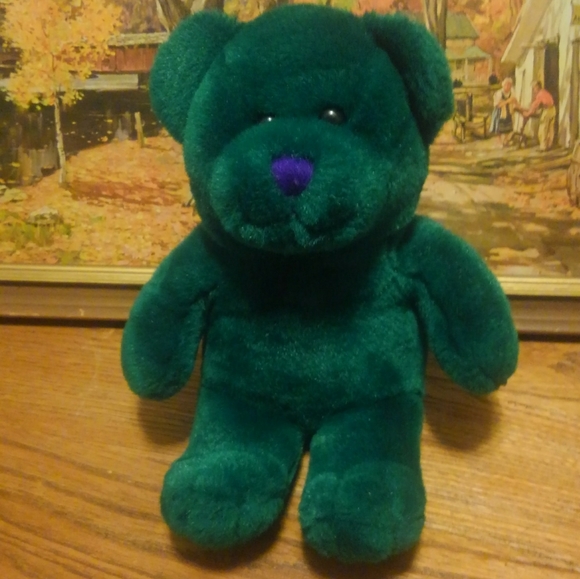 🐻 Vintage 1994 Petting Zoo Plush Bear 90s Green - Picture 7 of 7